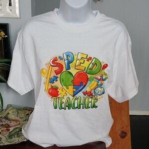 Kids SPED Teacher Graphic T-Shirt - White